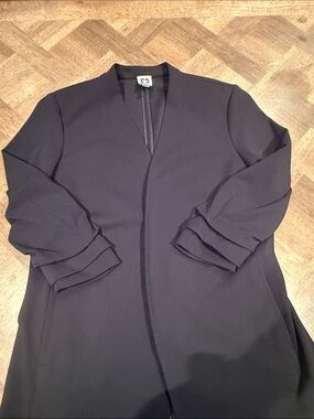 Anne Klein Black Open-Front Long Blazer